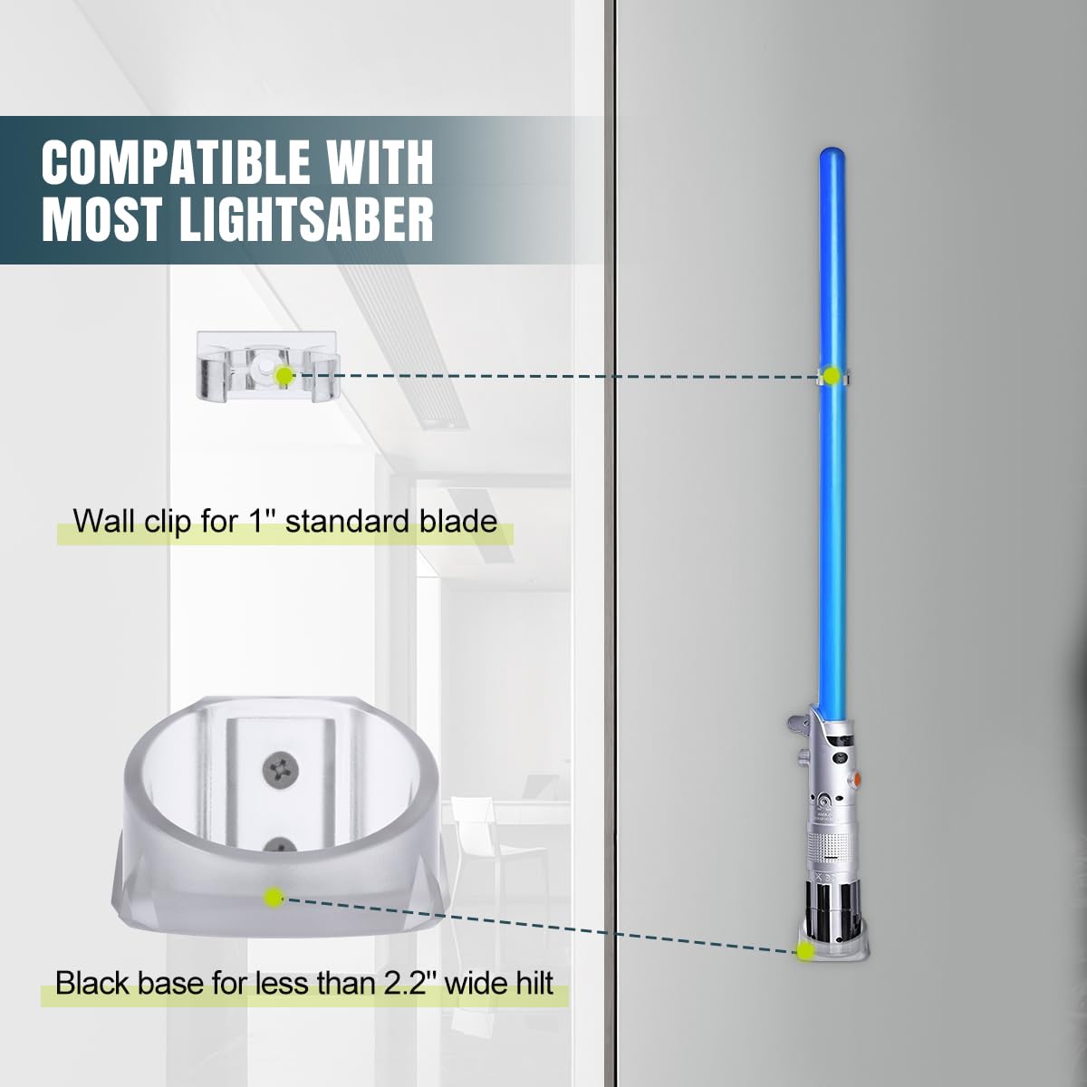 Lenink 2 Pack Clear Lightsaber Wall Mount – Holds Galaxy’s Edge, Darth Revan, Darth Vader Sabers