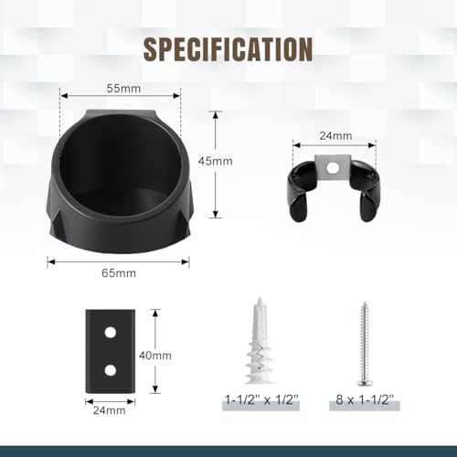 Lenink 2 Pack Lightsaber Wall Mount - Black ABS Holder for 1-Inch Blades, Includes Hardware