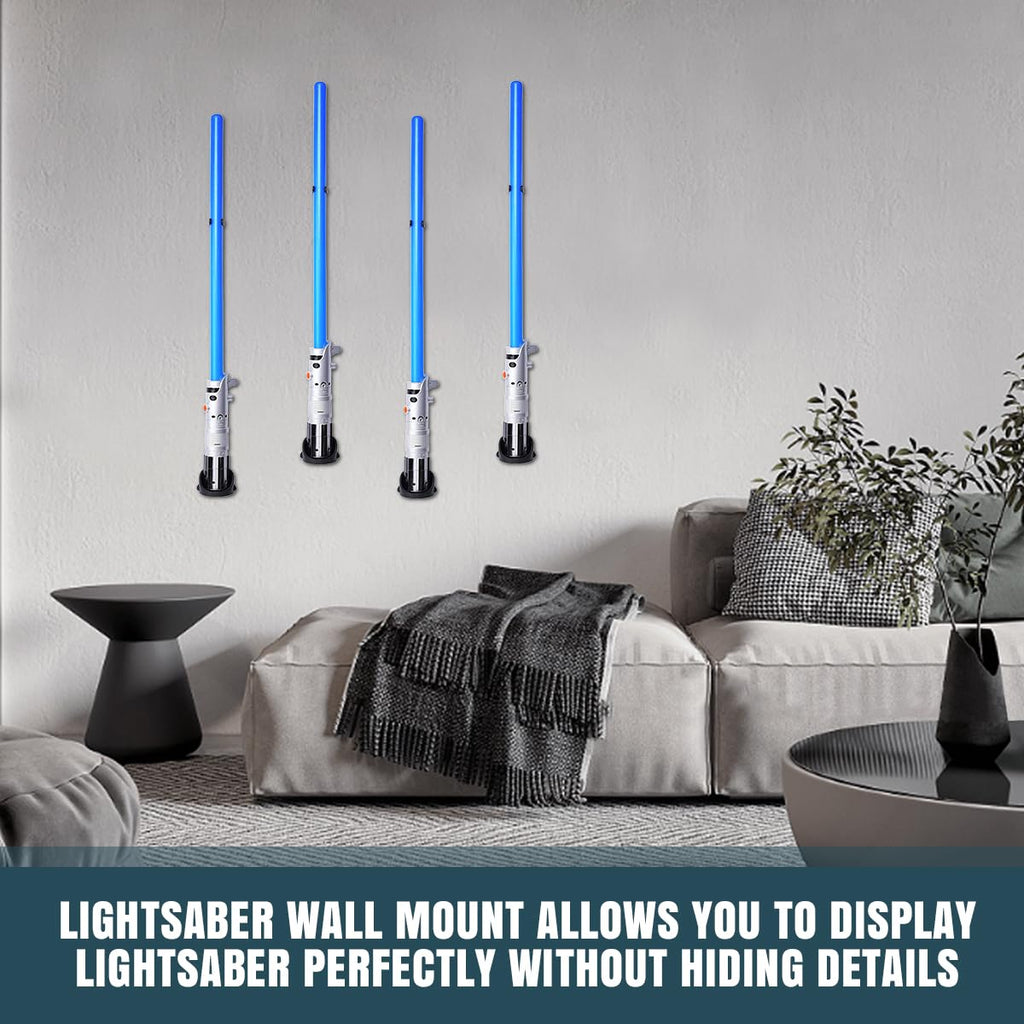 Lenink 2 Pack Lightsaber Wall Mount - Black ABS Holder for 1-Inch Blades, Includes Hardware