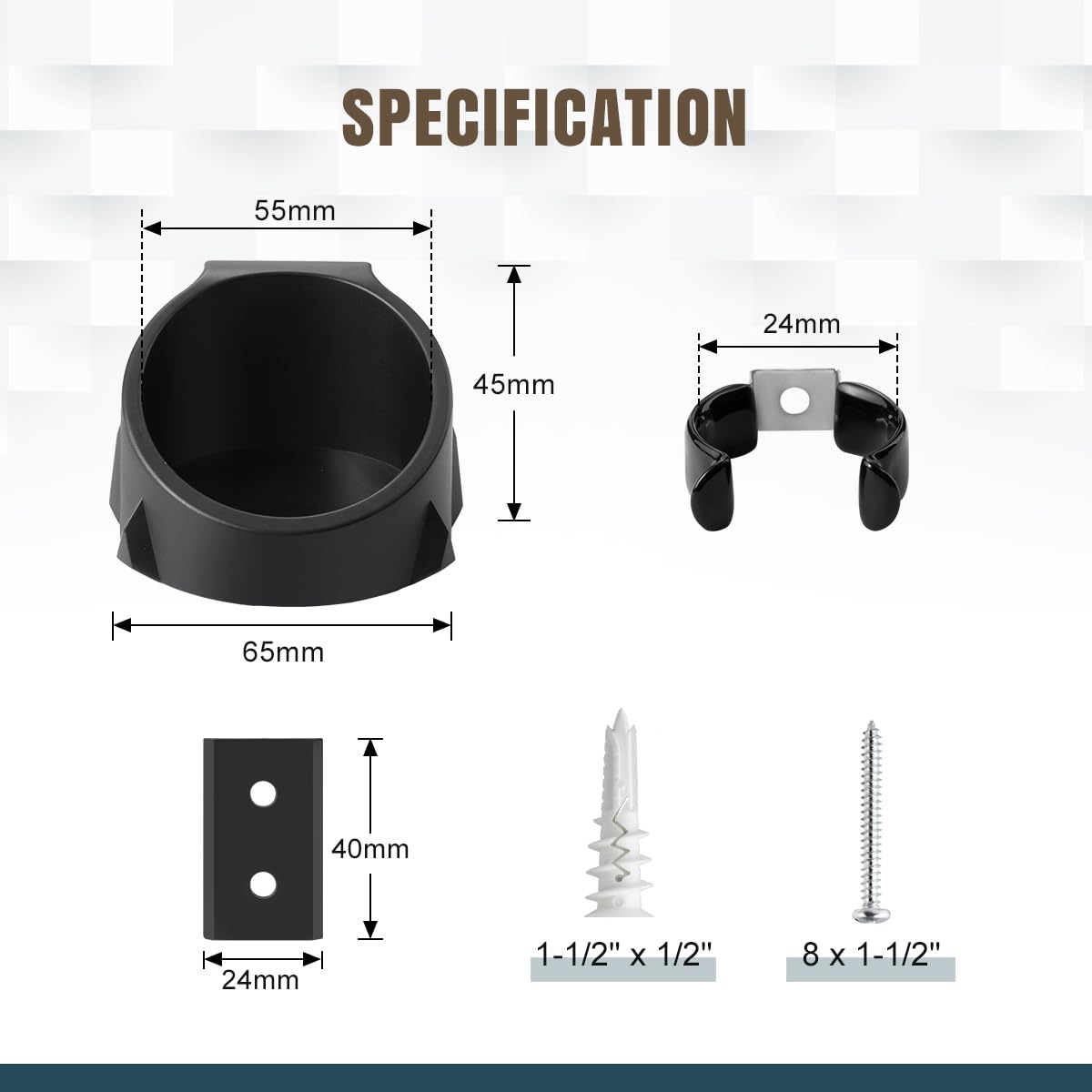 Lenink 2 Pack Lightsaber Wall Mount - Black ABS Holder for 1-Inch Blades, Includes Hardware