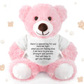 Lenwen Pink Get Well Soon Bear with Comforting Shirt Plush for Sympathy Gift 35 cm