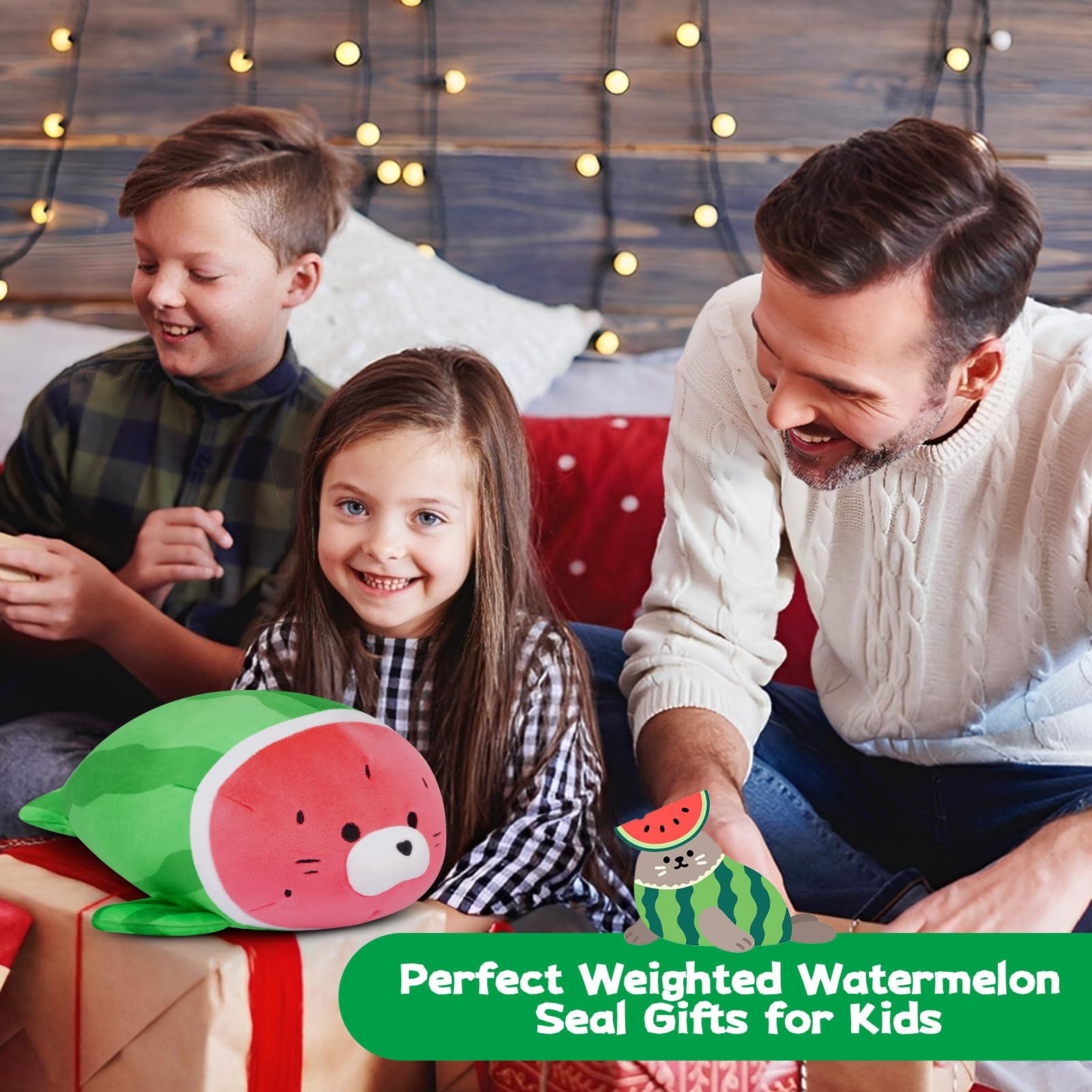 Leokawin Weighted Watermelon Seal Plush – 9 Inch Cute Stuffed Animal Toy