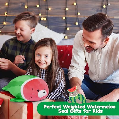 Leokawin Weighted Watermelon Seal Plush – 9 Inch Cute Stuffed Animal Toy