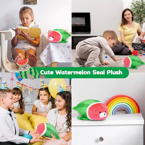 Leokawin Weighted Watermelon Seal Plush – 9 Inch Cute Stuffed Animal Toy