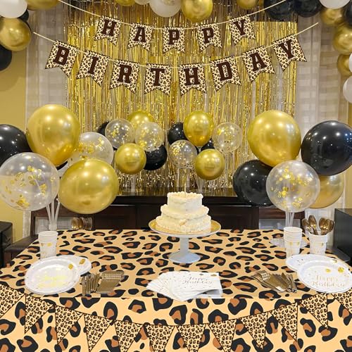 Leopard Print Party Decorations Kit – Cheetah Banner, Balloons & Tablecloth by PEMOTYST