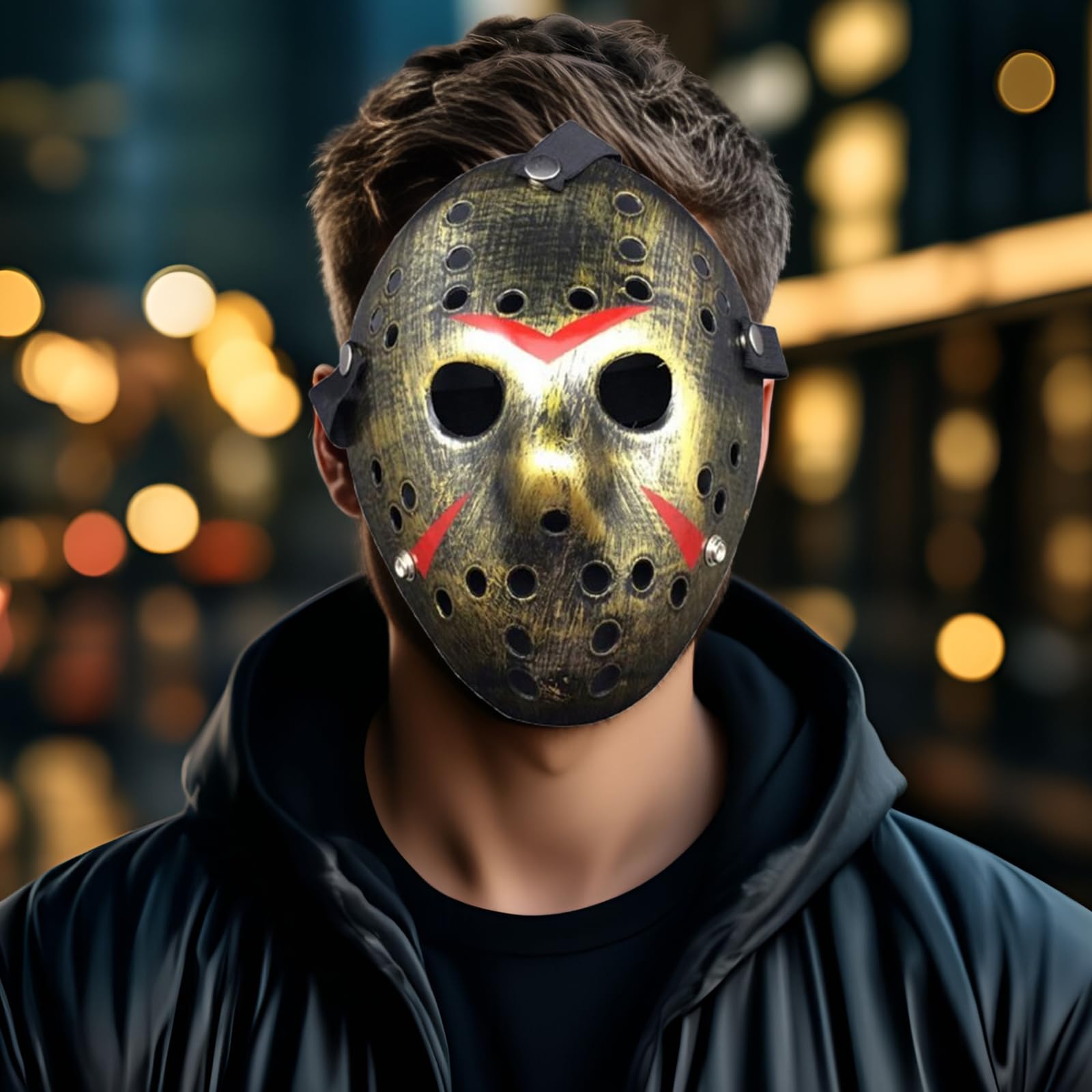 Leprato Retro Thicken Horror Hockey Mask – Unisex Adult Halloween Costume Mask