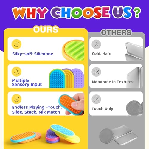 Lesong 6-Pack Silicone Magnetic Fidget Sliders - Sensory Toys for Stress Relief, Autism, ADHD - Portable Travel Fidgets for Kids and Adults