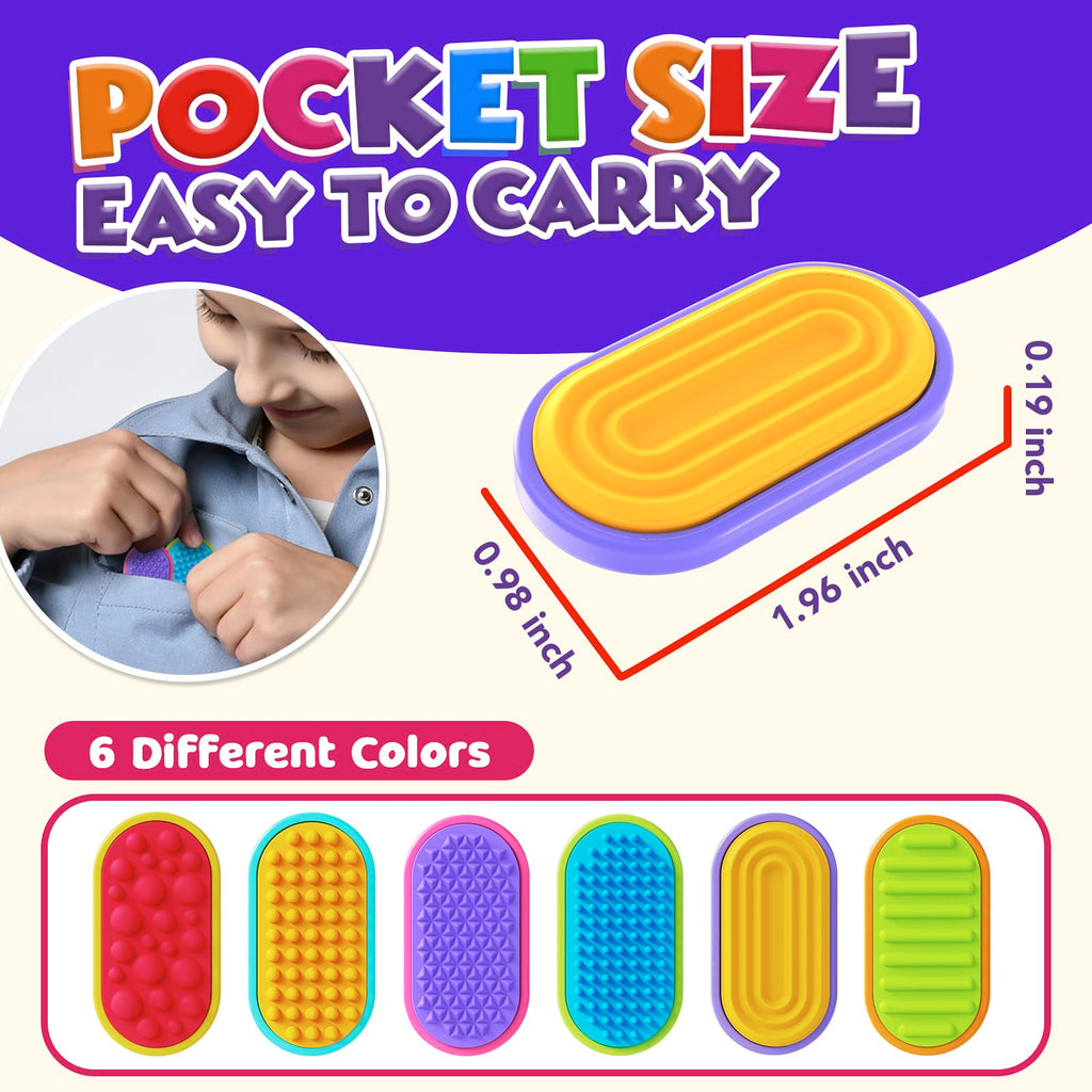 Lesong 6-Pack Silicone Magnetic Fidget Sliders - Sensory Toys for Stress Relief, Autism, ADHD - Portable Travel Fidgets for Kids and Adults
