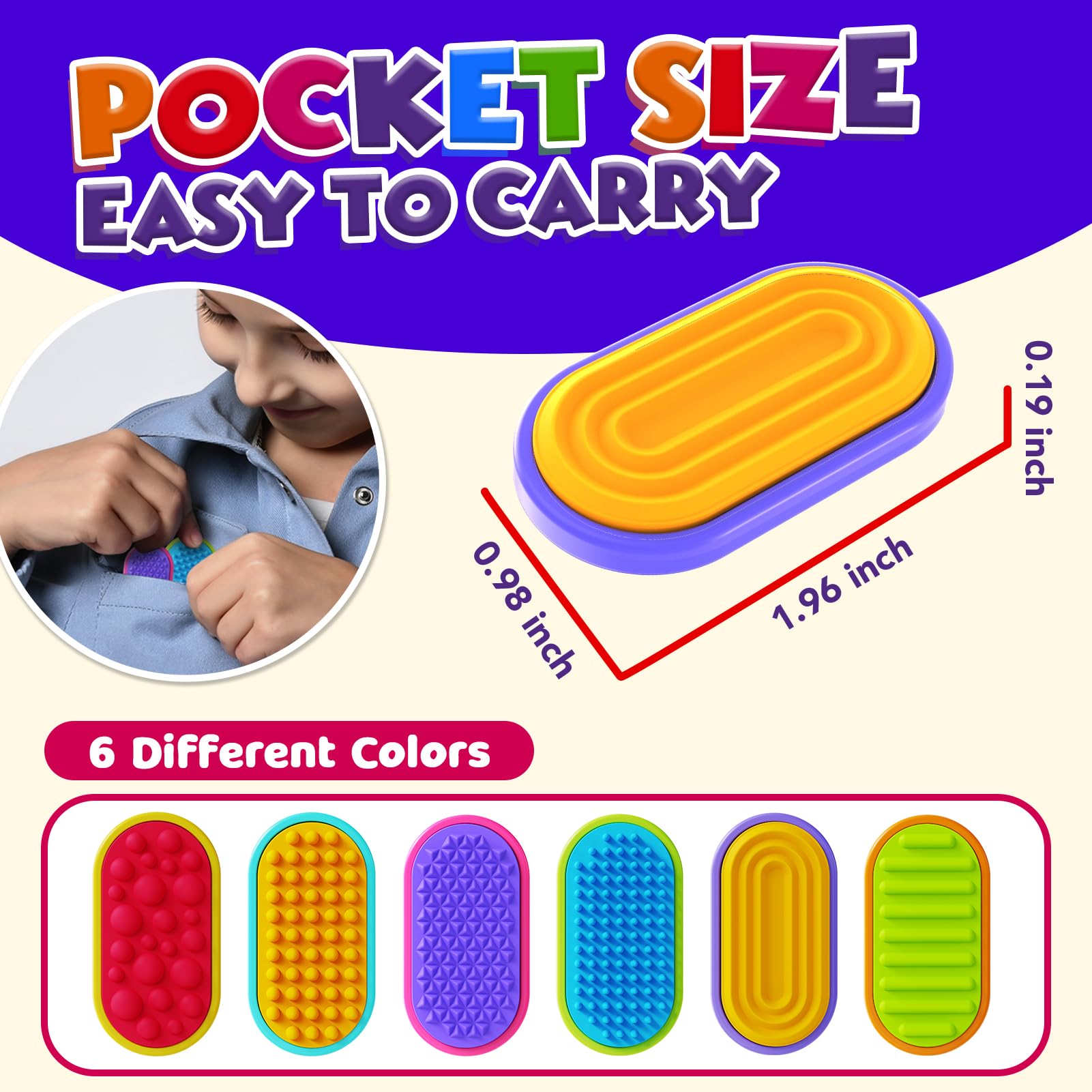 Lesong 6-Pack Silicone Magnetic Fidget Sliders - Sensory Toys for Stress Relief, Autism, ADHD - Portable Travel Fidgets for Kids and Adults