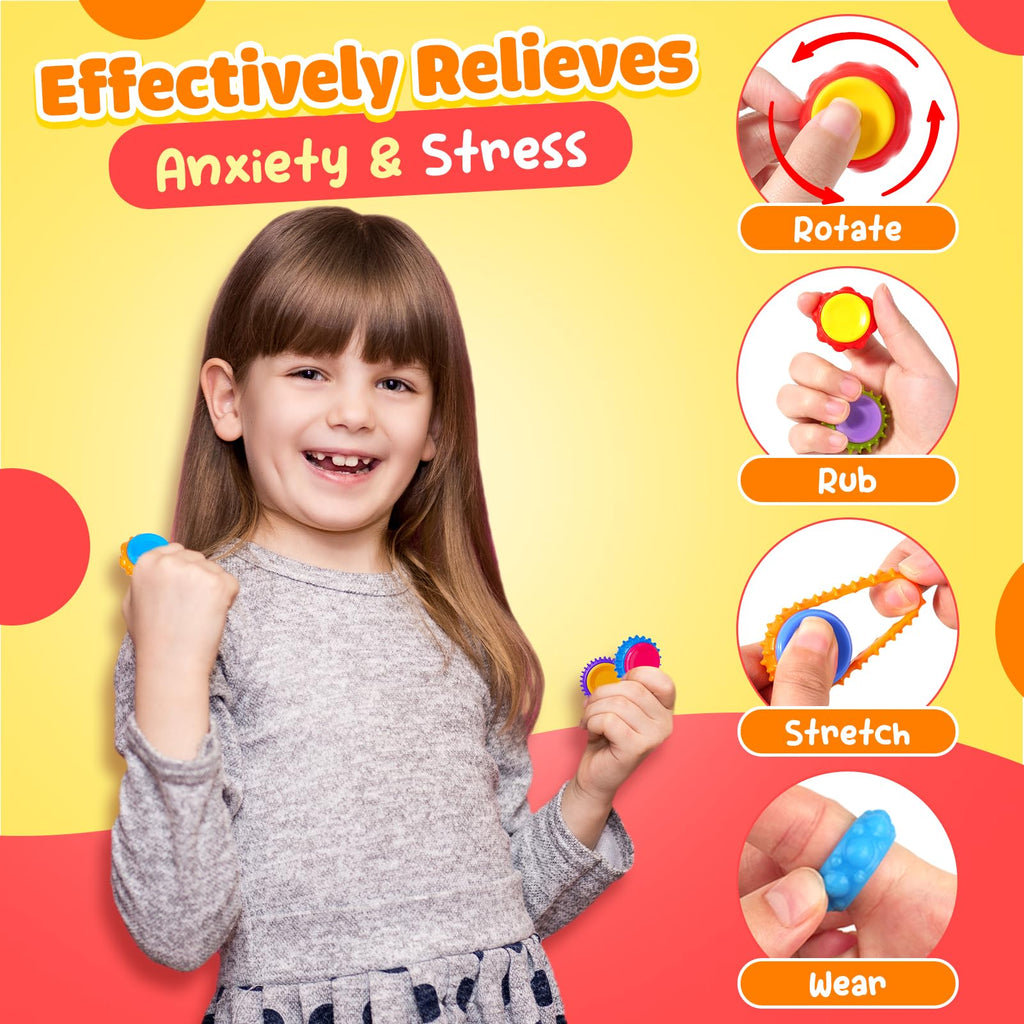 LESONG 9-Pack Fidget Sensory Toys – Quiet Textured Finger Spinners for Stress Relief & Focus