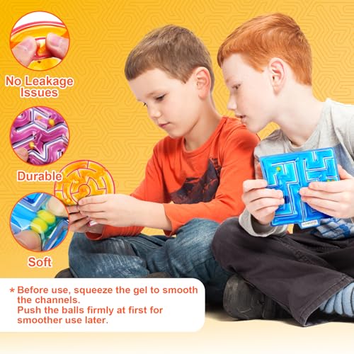LESONG Squishy Sensory Maze Fidget Toys 4-Pack – Calming Gel Filled Toys for Kids and Adults