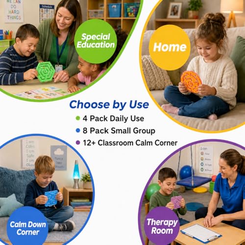 LESONG Squishy Sensory Maze Fidget Toys 4-Pack – Calming Gel Filled Toys for Kids and Adults