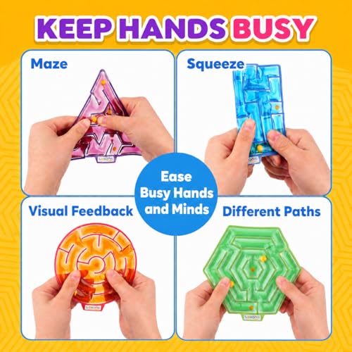 LESONG Squishy Sensory Maze Fidget Toys 4-Pack – Calming Gel Filled Toys for Kids and Adults