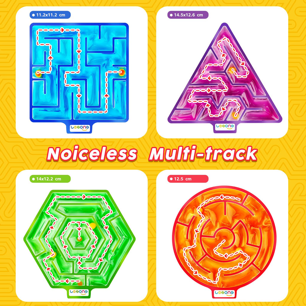 LESONG Squishy Sensory Maze Fidget Toys 4-Pack – Calming Gel Filled Toys for Kids and Adults