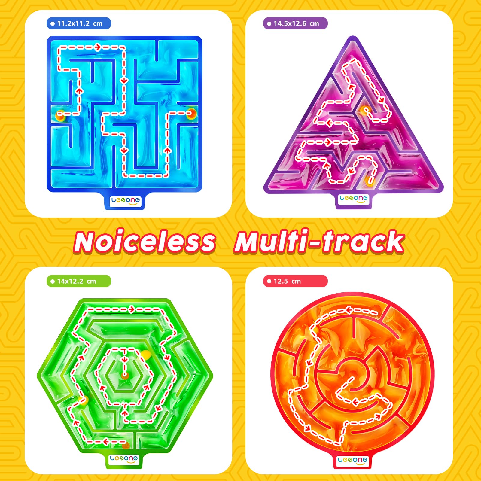 LESONG Squishy Sensory Maze Fidget Toys 4-Pack – Calming Gel Filled Toys for Kids and Adults