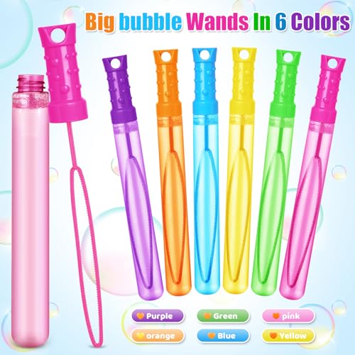 Letapapa 12-Pack Giant Bubble Wands – 6 Colors, 2 oz Each, Party Favors for Kids