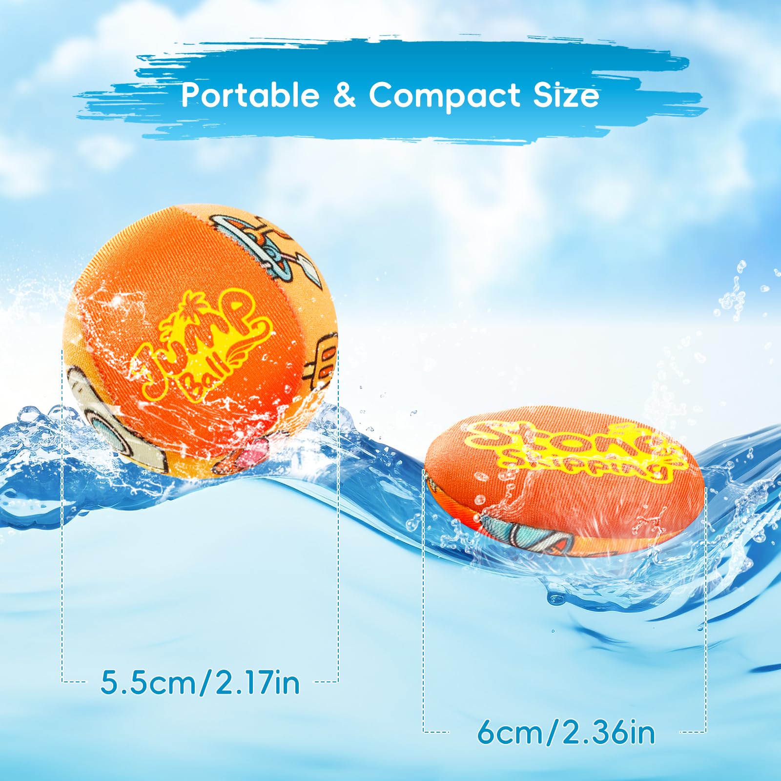 LETREEN 4-Piece Water Skipping Balls Set – Soft TPR Gel Bouncing Balls & Discs for Beach, Pool, Lake – Fun for Kids Ages 3+