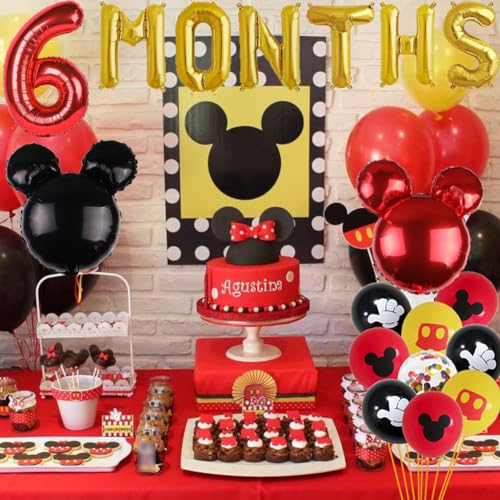 Letromp Red Boys Half Birthday Decorations – 6 Months Party Supplies with Foil Balloons and Banner