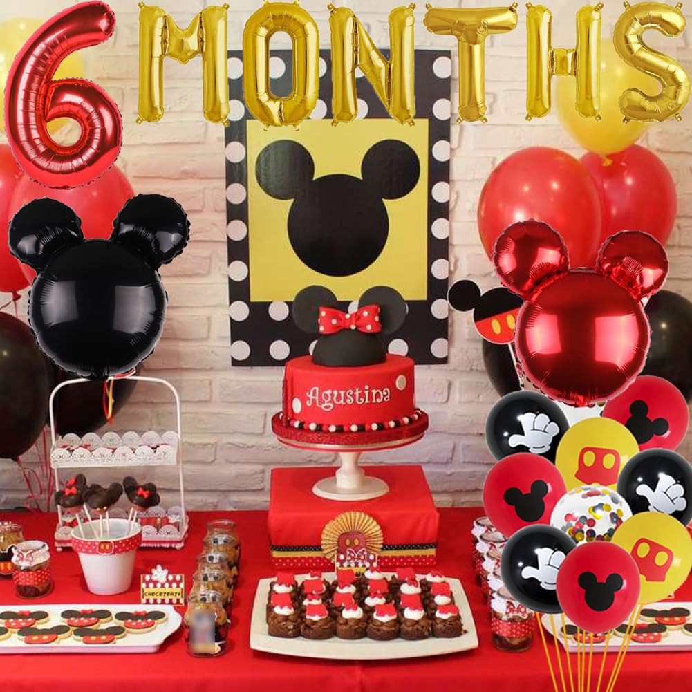 Letromp Red Boys Half Birthday Decorations – 6 Months Party Supplies with Foil Balloons and Banner