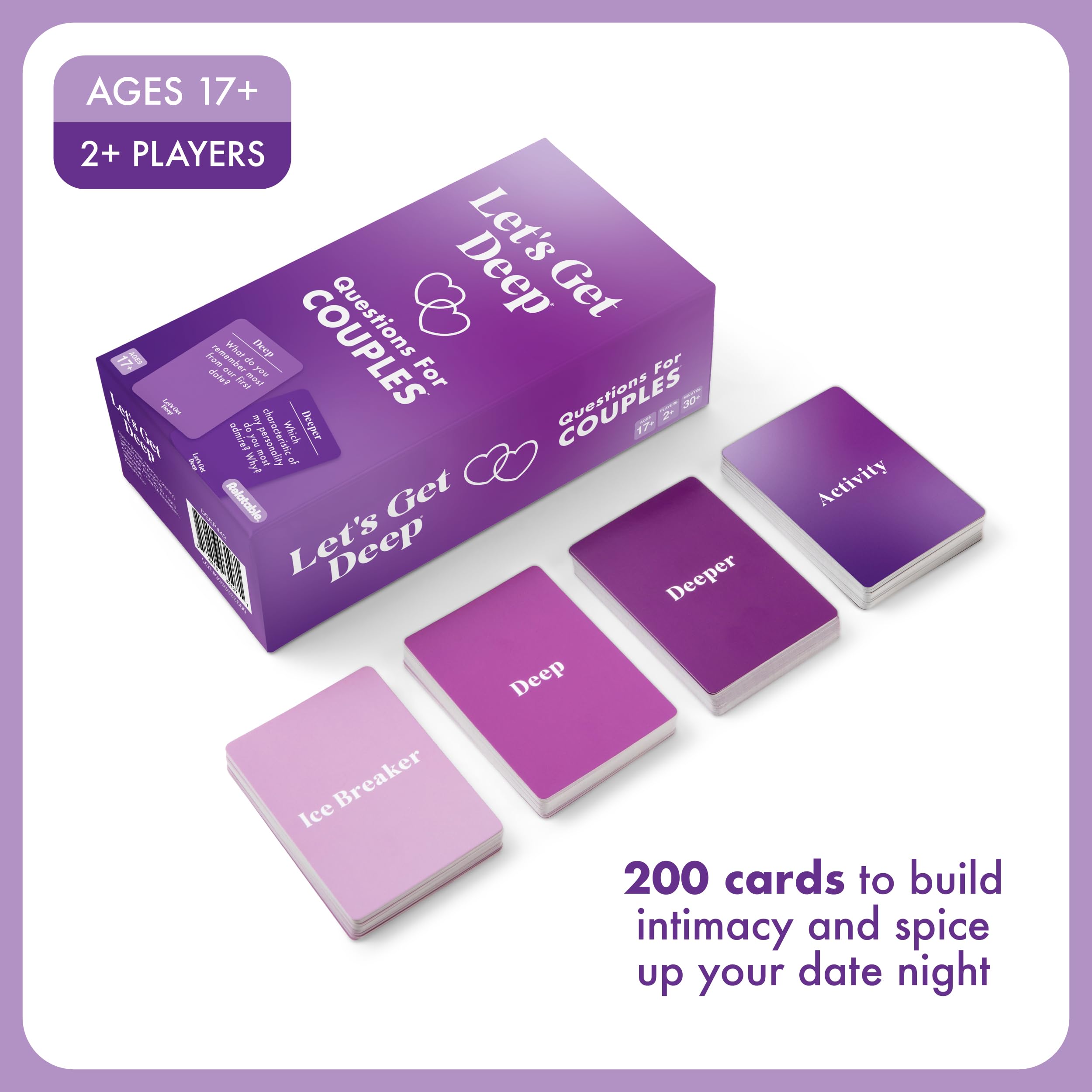 Let's Get Deep by Relatable – 200 Intimacy-Building Question Cards for Couples