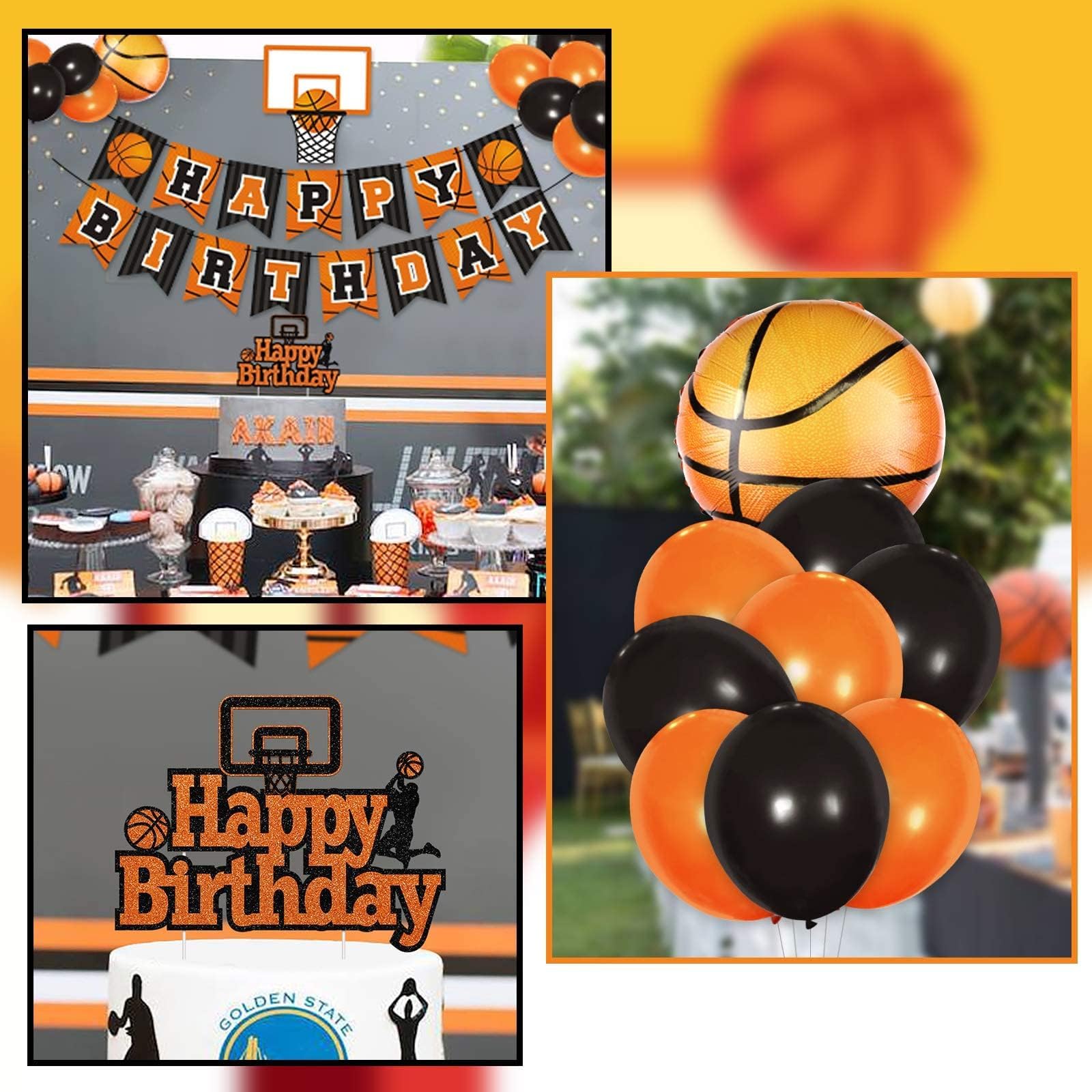 Levfla Basketball Birthday Party Decoration Set – 22 Latex Balloons, Giant Foil Balloons, Banner & Cake Topper