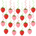 Lewtemi 36-Piece Strawberry Party Decorations – Hanging Paper Cutouts and Swirls for Birthday, Baby Shower, Summer Fruit Theme