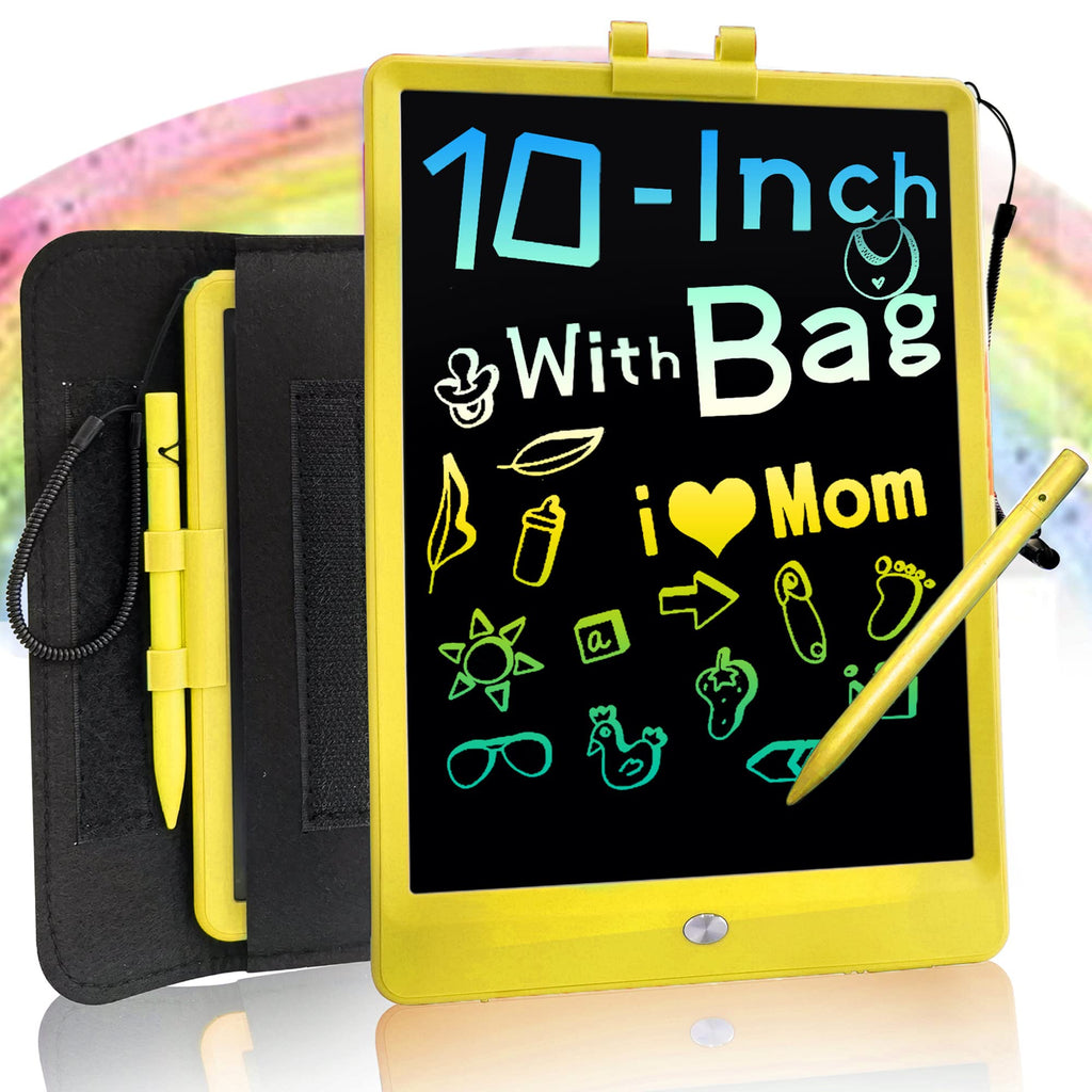 LEYAOYAO 10-Inch LCD Writing Tablet for Kids – Colorful Drawing Pad with Protective Bag, Yellow