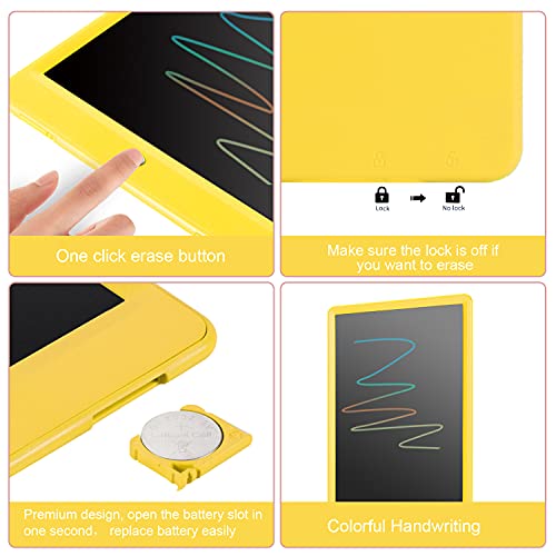 LEYAOYAO 10-Inch LCD Writing Tablet for Kids – Colorful Drawing Pad with Protective Bag, Yellow