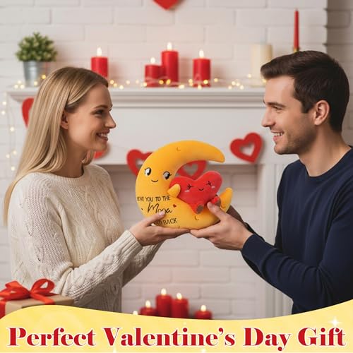 LeYoHa 10-Inch Moon Love Plush - I Love You to the Moon and Back Stuffed Animal with Heart and Gift Card