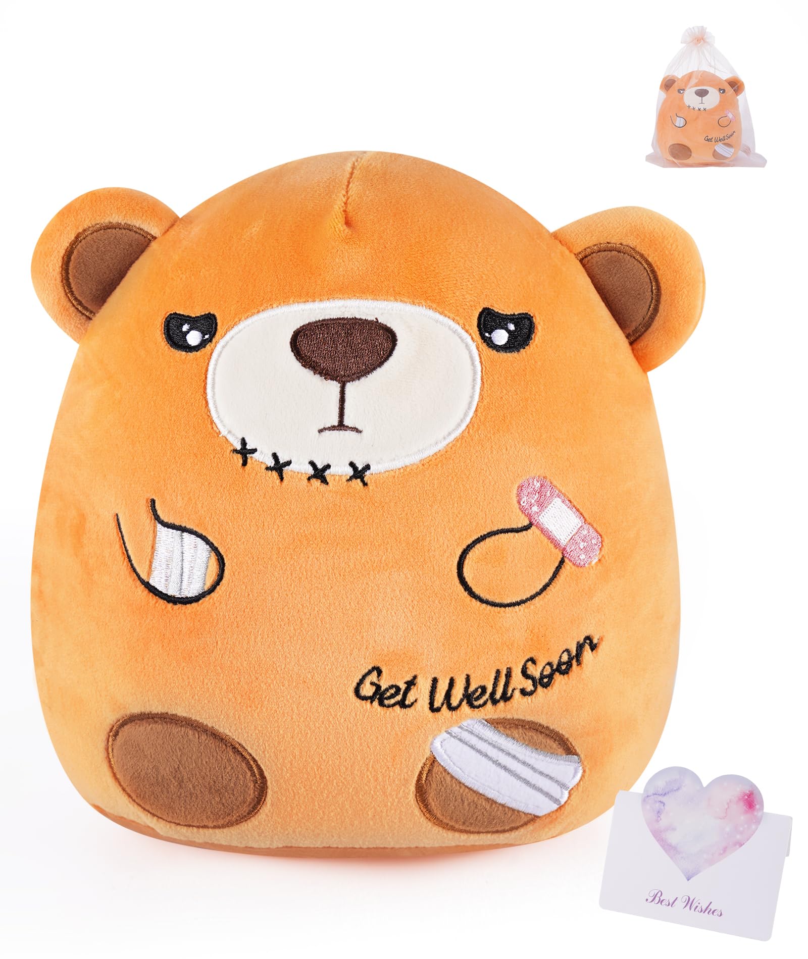 LeYoHa 8-Inch Get Well Soon Teddy Bear with Band-Aid Plush Toy for Recovery