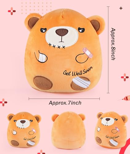 LeYoHa 8-Inch Get Well Soon Teddy Bear with Band-Aid Plush Toy for Recovery
