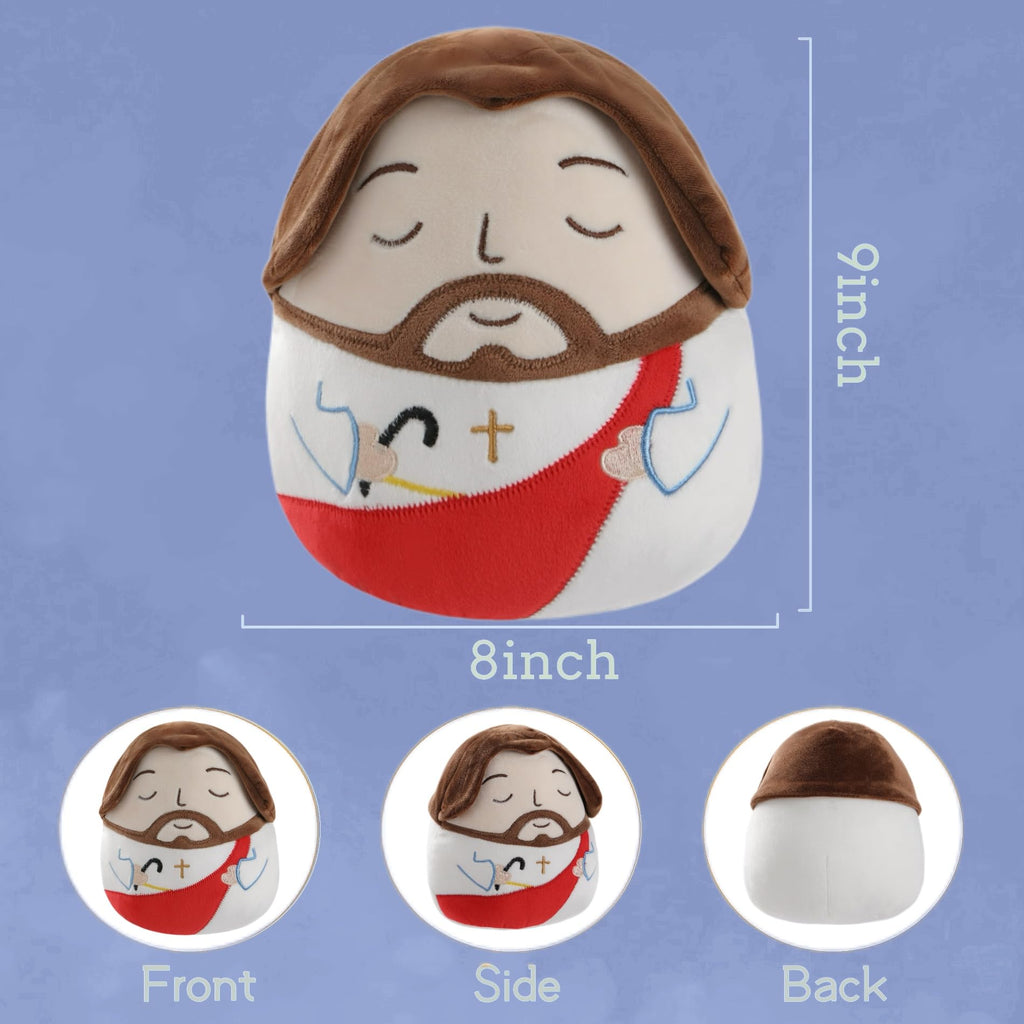 LeYoHa Jesus Plush Toy – 8 Inch Stuffed Animal with Cross Embroidery, Baptism & Easter Gift Set