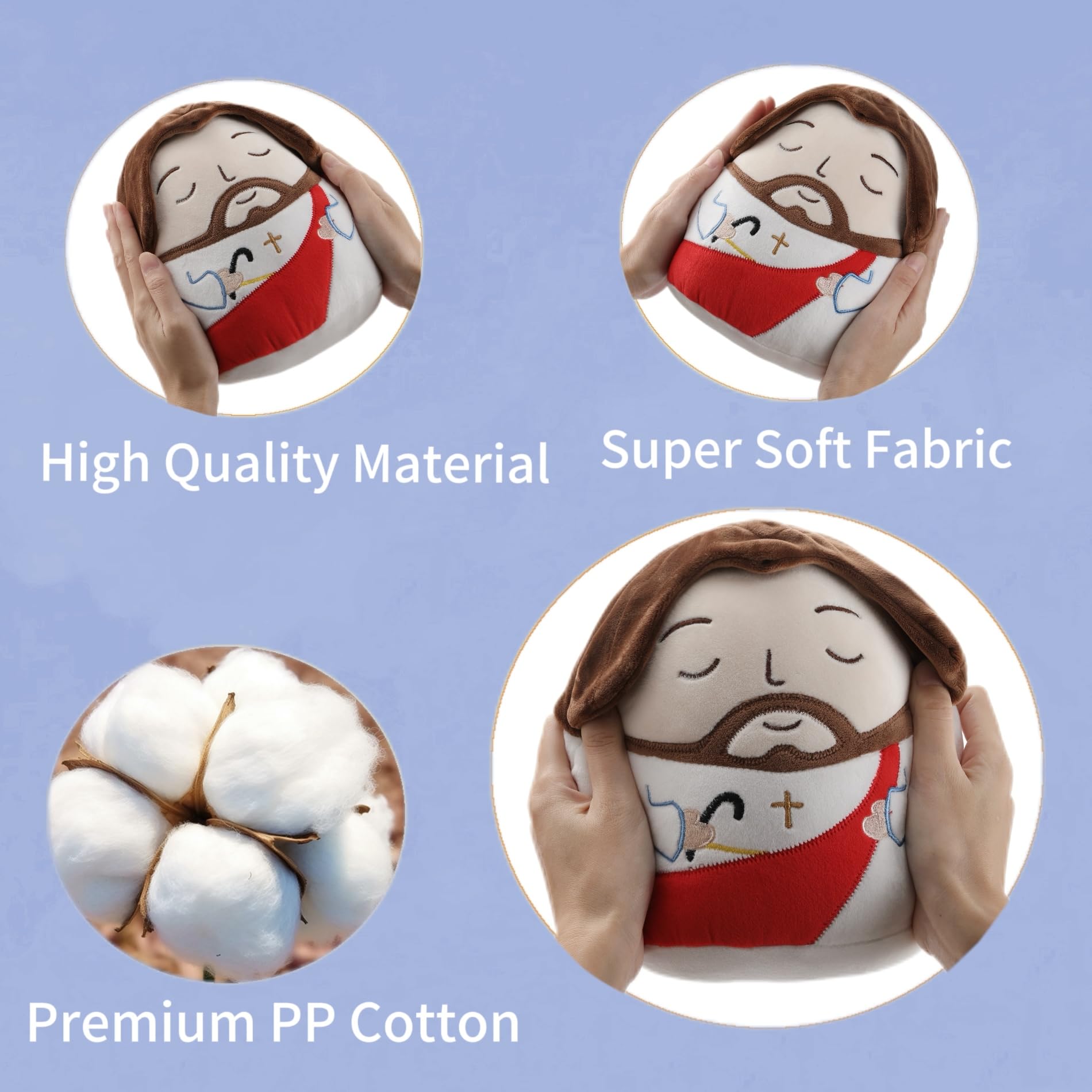 LeYoHa Jesus Plush Toy – 8 Inch Stuffed Animal with Cross Embroidery, Baptism & Easter Gift Set