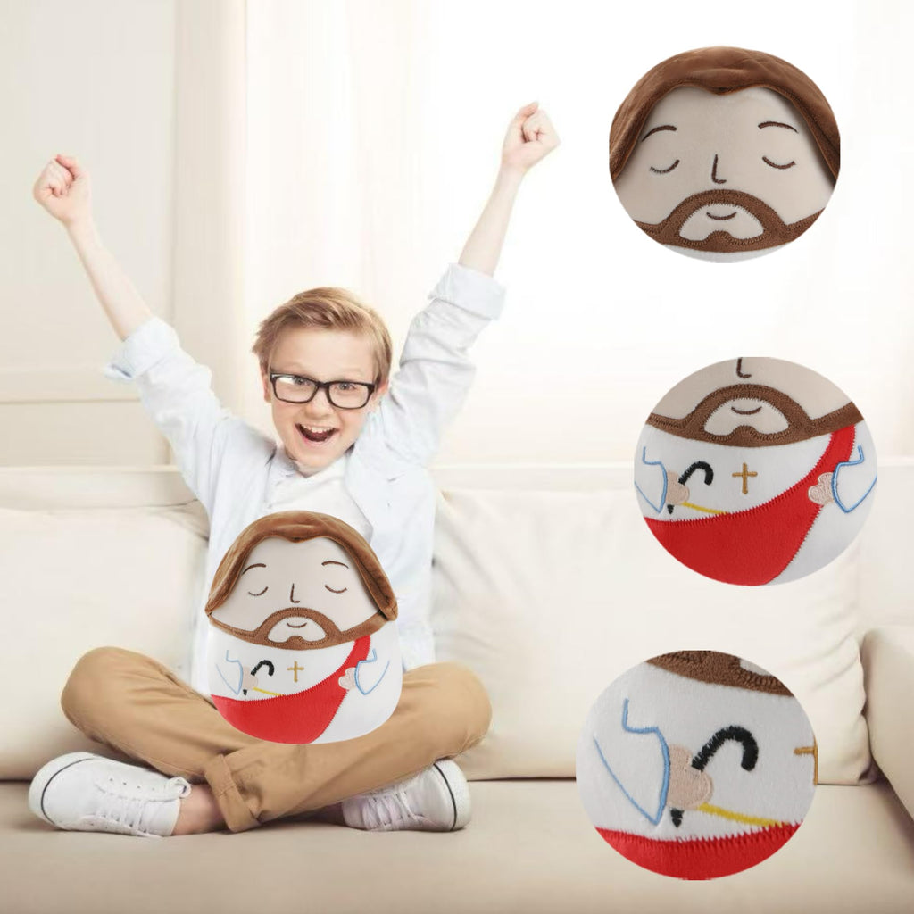 LeYoHa Jesus Plush Toy – 8 Inch Stuffed Animal with Cross Embroidery, Baptism & Easter Gift Set