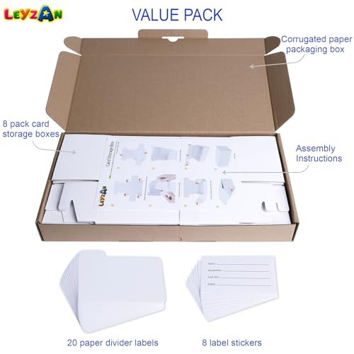 Leyzan 8-Pack Trading Card Storage Box – Holds 3200 Cards with Dividers & Labels