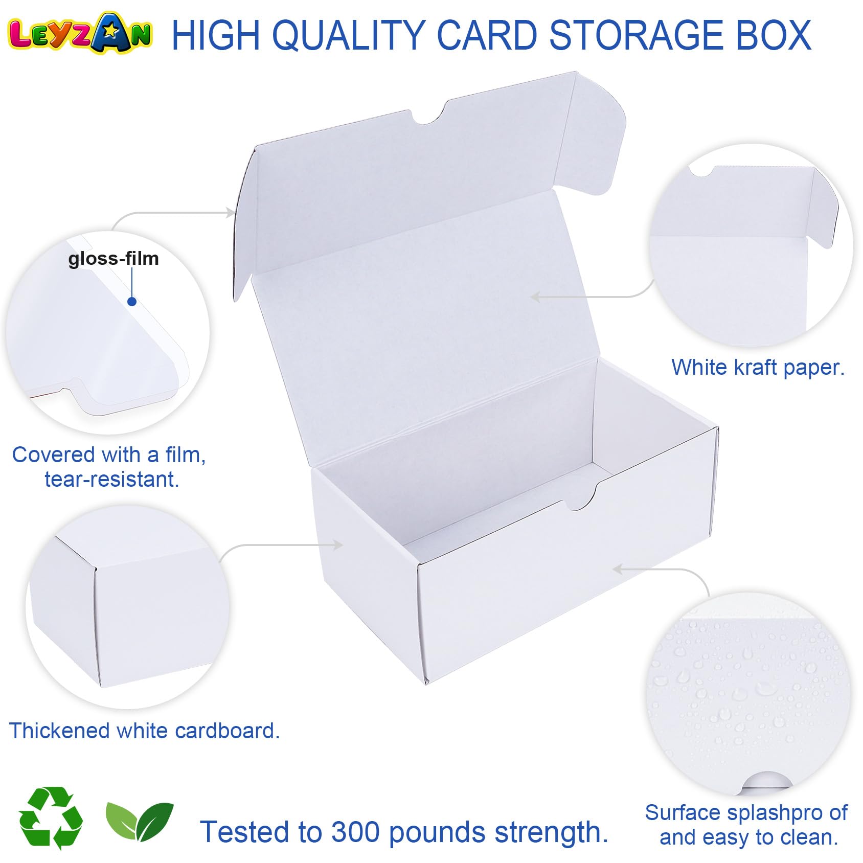 Leyzan 8-Pack Trading Card Storage Box – Holds 3200 Cards with Dividers & Labels
