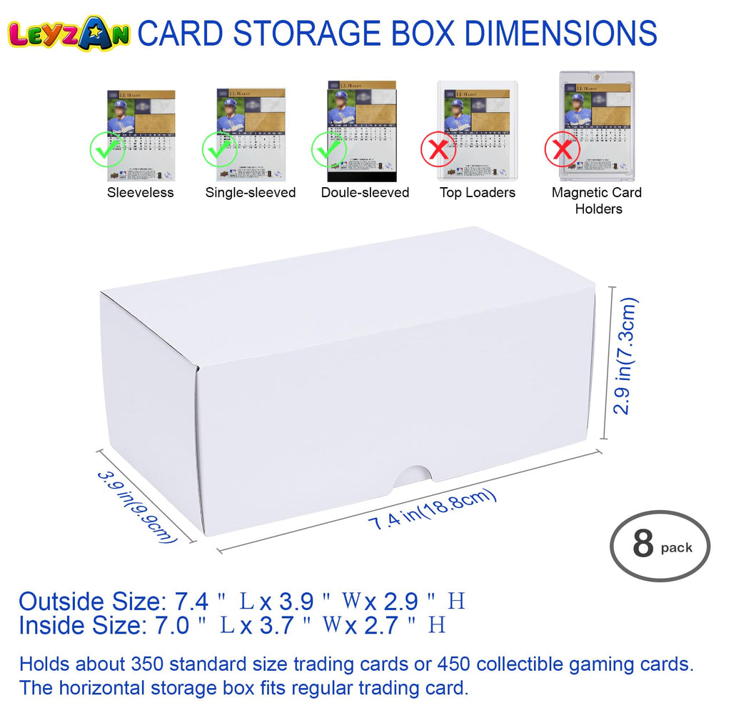 Leyzan 8-Pack Trading Card Storage Box – Holds 3200 Cards with Dividers & Labels