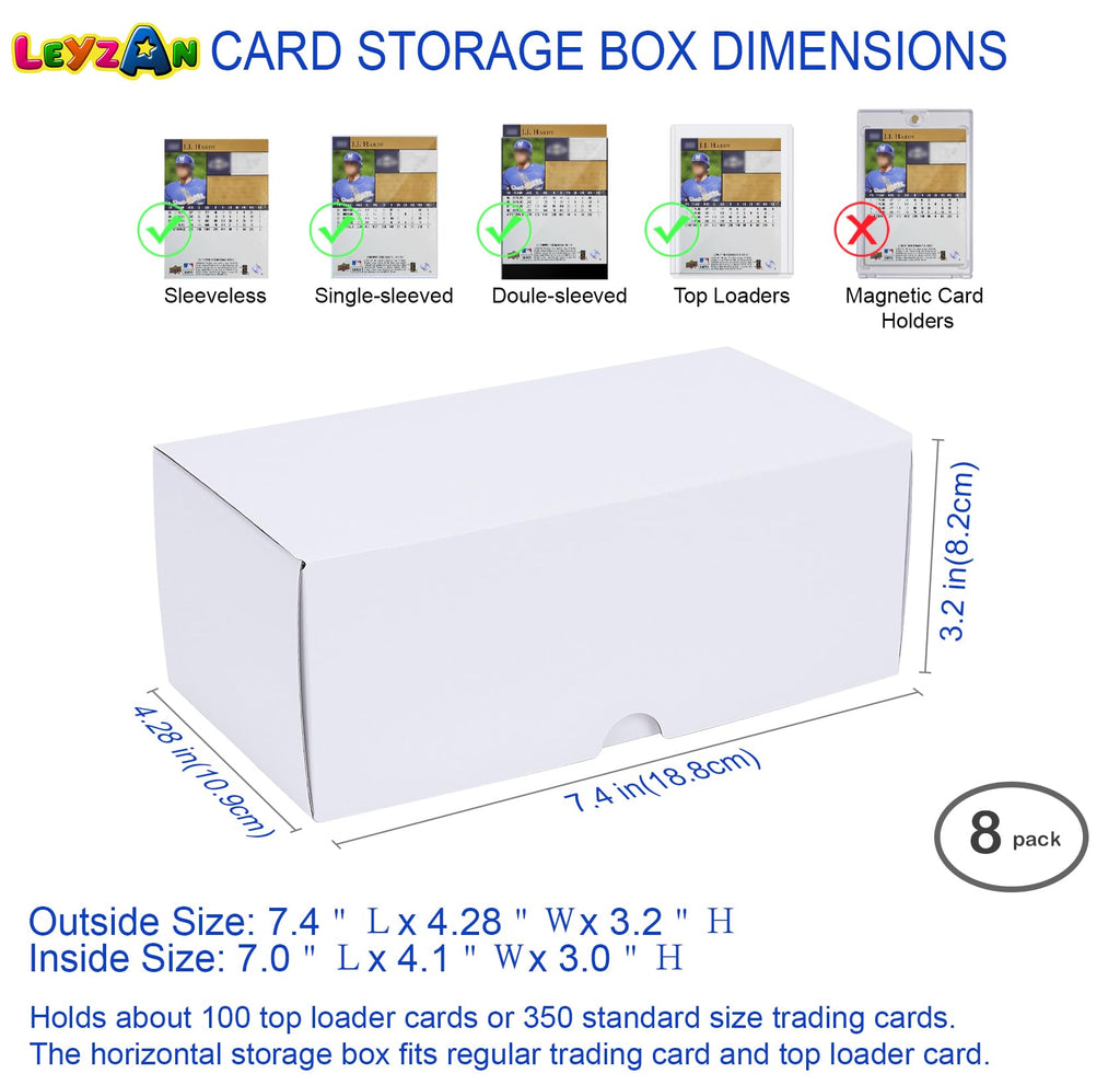 Leyzan 8-Pack Trading Card Storage Boxes for Toploaders - 7 Inch, Holds 800 Toploaders with Dividers and Labels