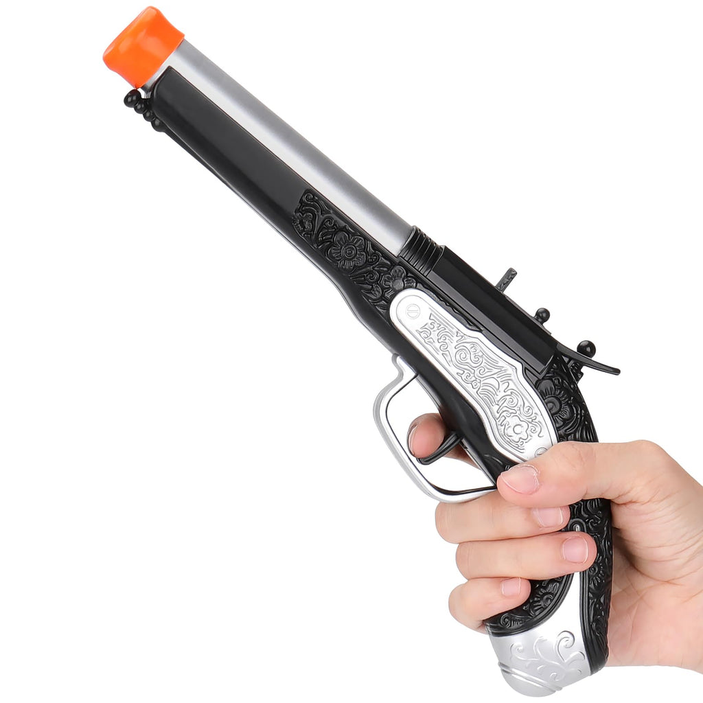 LEZKIDOL Pirate Foam Blaster Pistol - 20 Darts, 6m Range, Silver - Kids Costume Accessory