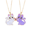 Lezmoii Magnetic Cat BFF Necklace for 2 - Gold Plated Friendship Jewelry