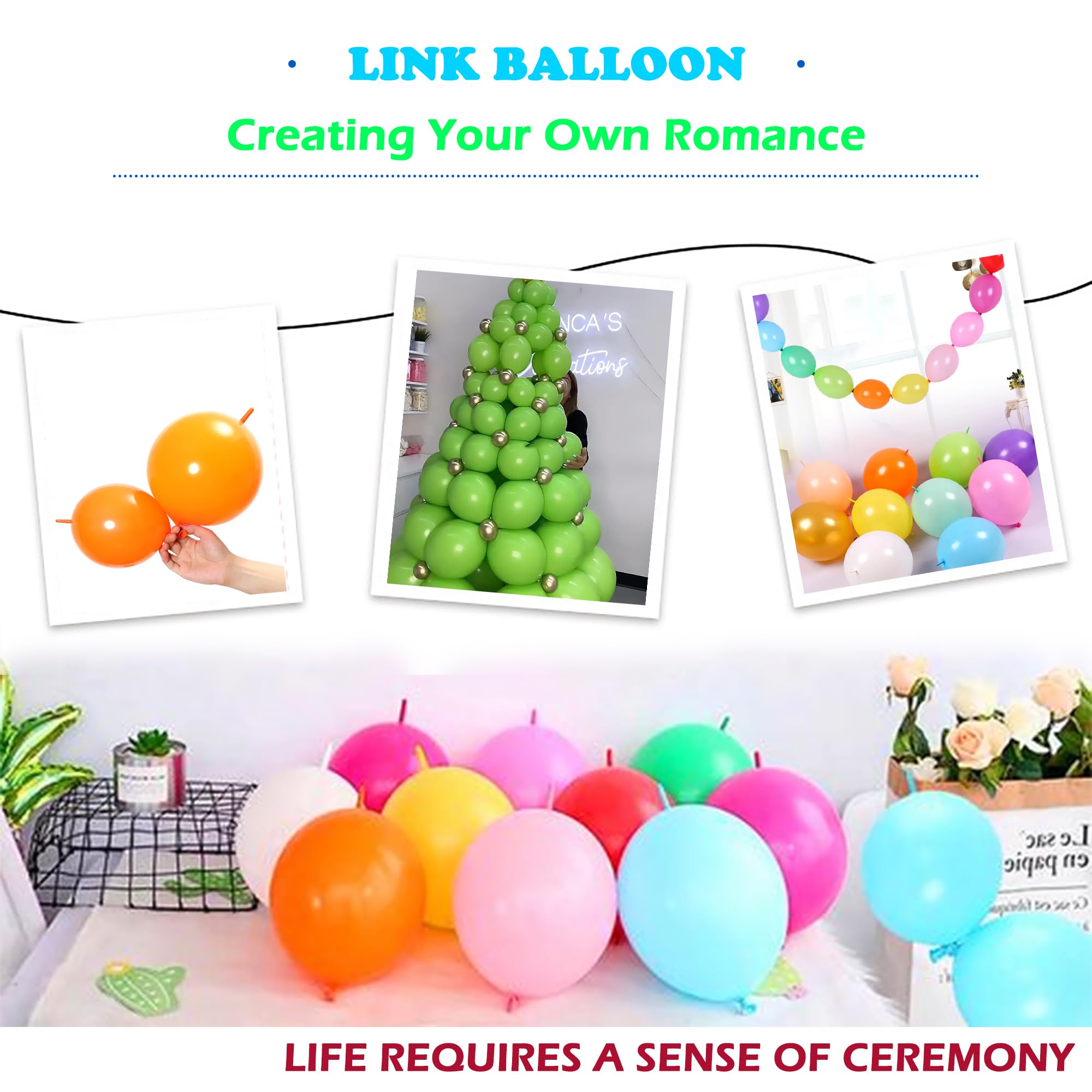 LFCXHTY 120-Pack White Quick Link Balloons - 6 Inch Latex Linking Balloons for Party Decorations