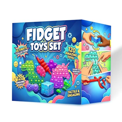 LIAM&AVA 120-Piece Fidget Toy Pack – Sensory Toys for Kids, Party Favors, Classroom Prizes, Stocking Stuffers