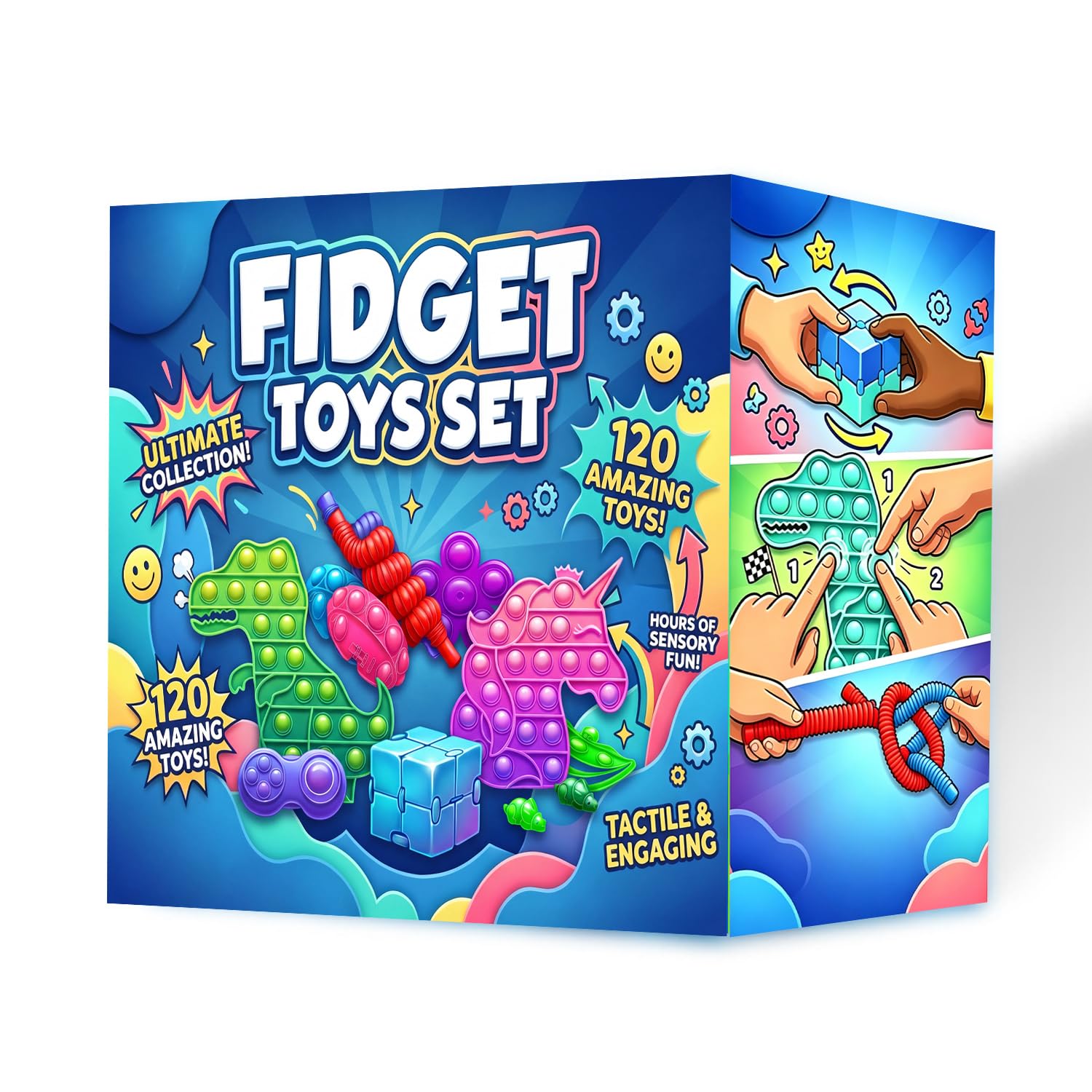 LIAM&AVA 120-Piece Fidget Toy Pack – Sensory Toys for Kids, Party Favors, Classroom Prizes, Stocking Stuffers