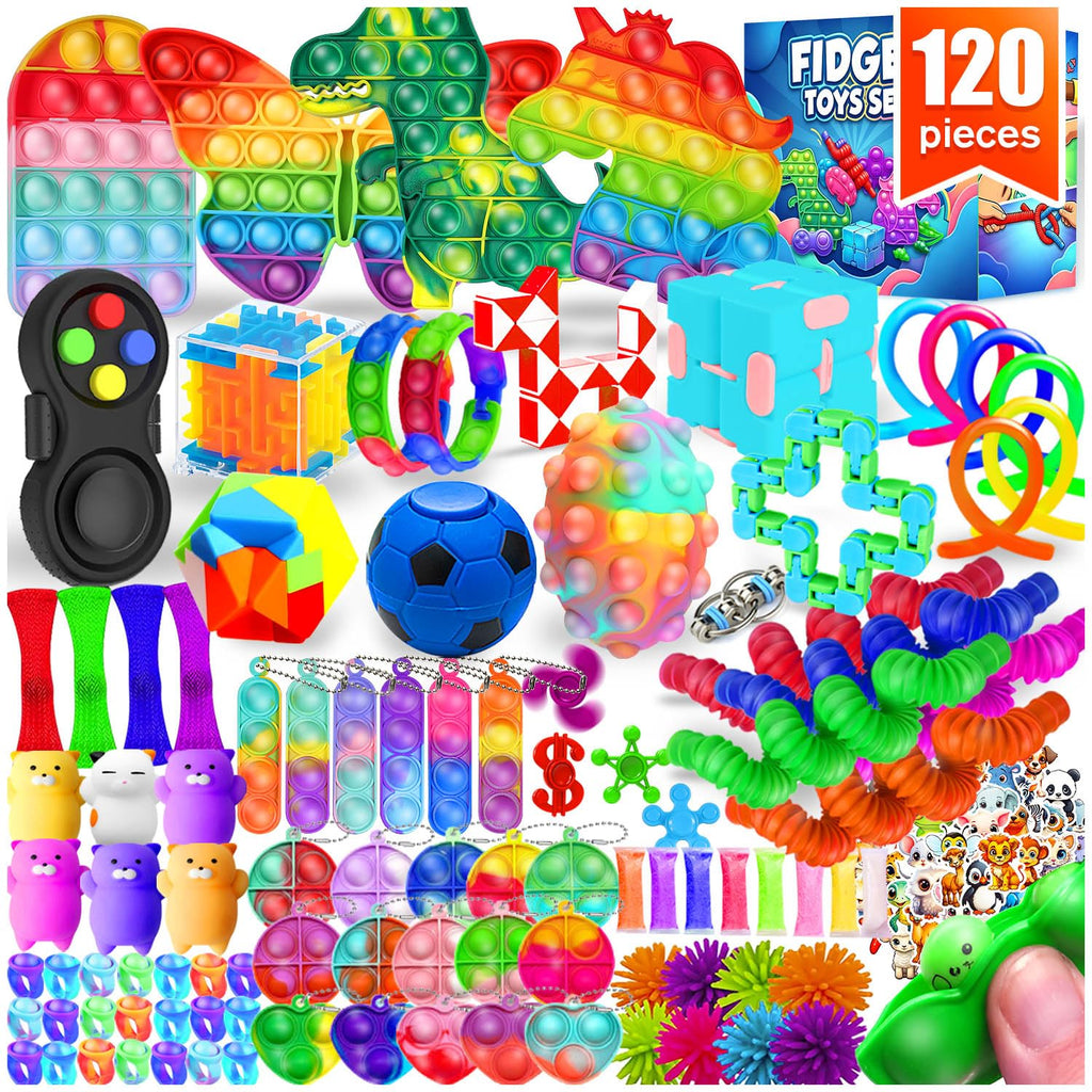 LIAM&AVA 120-Piece Fidget Toy Pack – Sensory Toys for Kids, Party Favors, Classroom Prizes, Stocking Stuffers