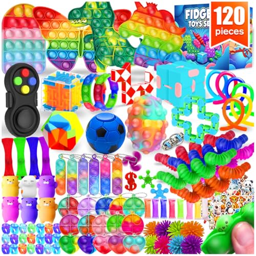 LIAM&AVA 120-Piece Fidget Toy Pack – Sensory Toys for Kids, Party Favors, Classroom Prizes, Stocking Stuffers