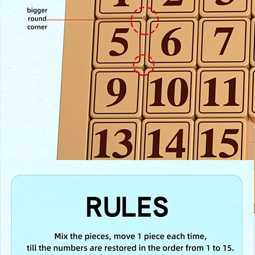 LiangCuber 4x4 Klotski Magnetic Sliding Block Puzzle - 15-Digit Number Puzzle for Kids and Adults