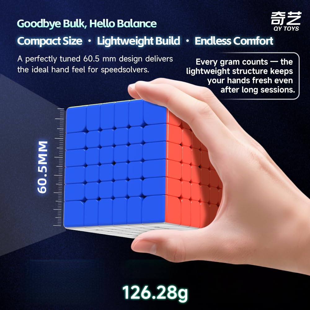 LiangCuber QY Toys 6x6 Speed Cube Stickerless – 60.5mm 6x6x6 Puzzle Cube