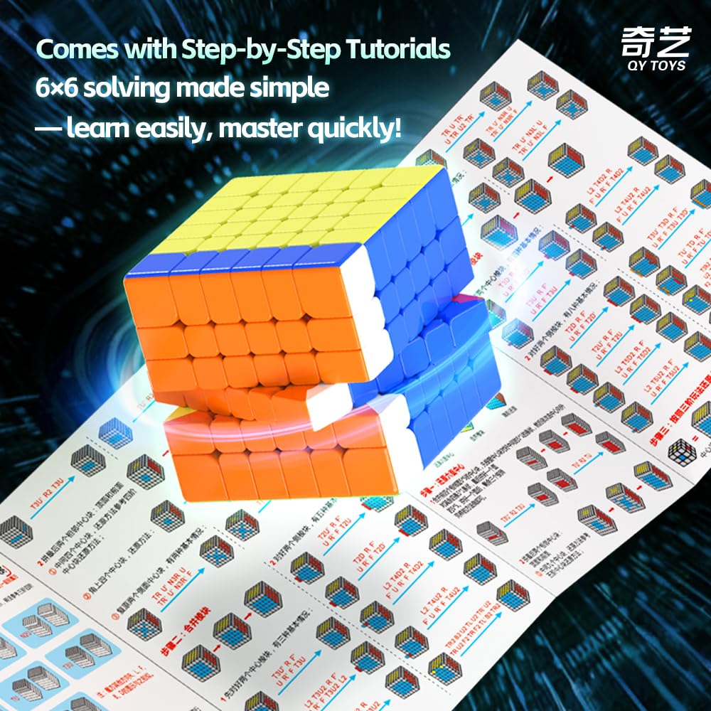 LiangCuber QY Toys 6x6 Speed Cube Stickerless – 60.5mm 6x6x6 Puzzle Cube