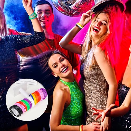LIANGYUNZE 60-Piece Silicone Jelly Bracelets – Retro 80s Stretchy Wristbands and Hair Ties for Women, Adults, Girls, Party Favors