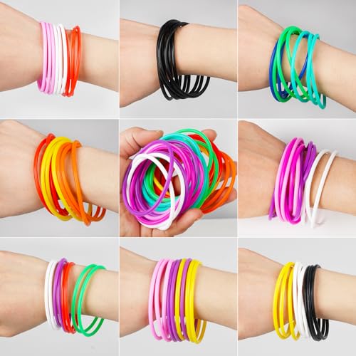 LIANGYUNZE 60-Piece Silicone Jelly Bracelets – Retro 80s Stretchy Wristbands and Hair Ties for Women, Adults, Girls, Party Favors